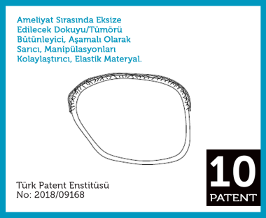 Ameliyat sırasında eksize edilecek dokuyu/tümörü bütünleyici, aşamalı olarak sarıcı, manipülasyonları kolaylaştırıcı, elastik materyal.