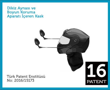 Dikiz aynası ve boyun koruma aparatı içeren kask