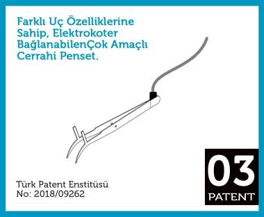 Farklı uç özelliklerine sahip, elektrokoter bağlanabilen çok amaçlı cerrahi penset.